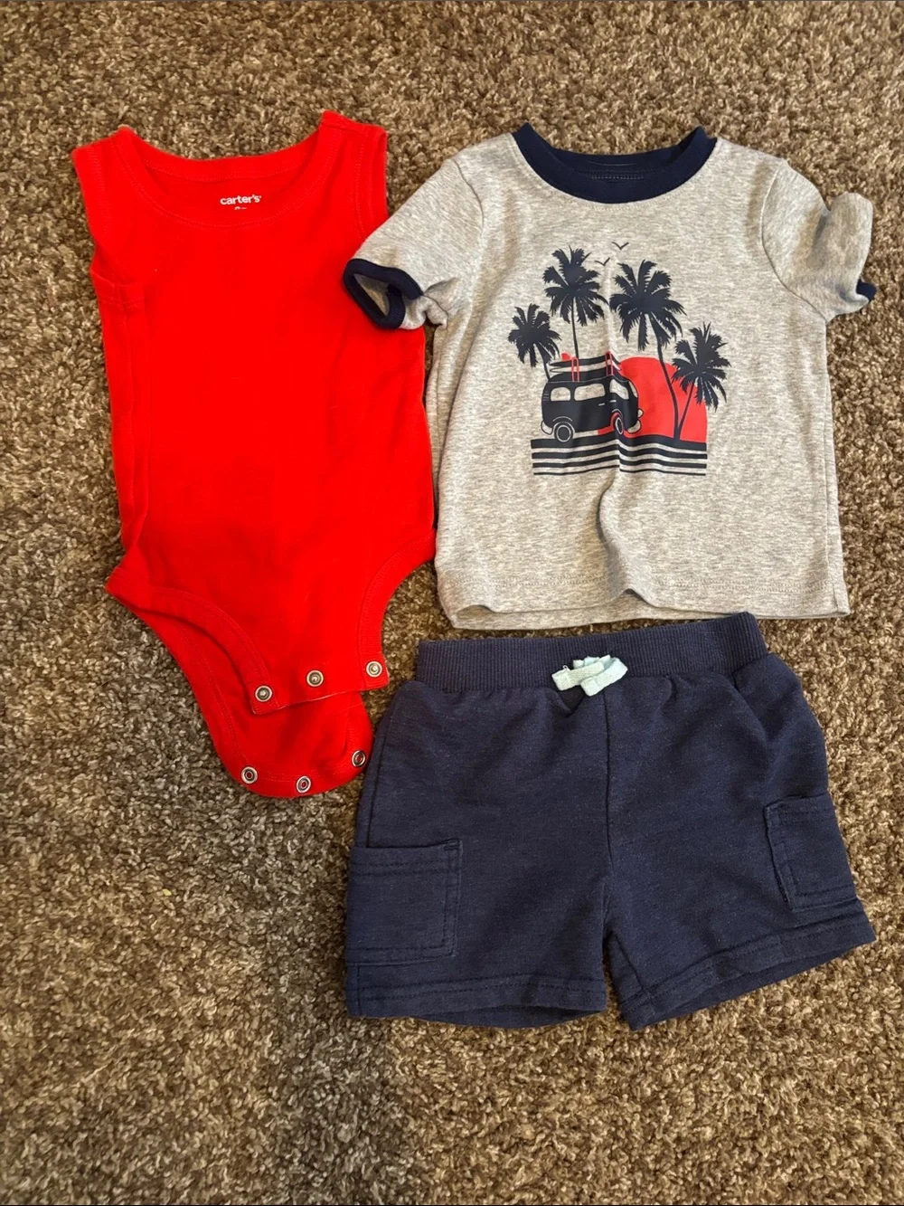 Carter's Navy Blue Baby Short-Sleeve Bodysuit - set of 3
